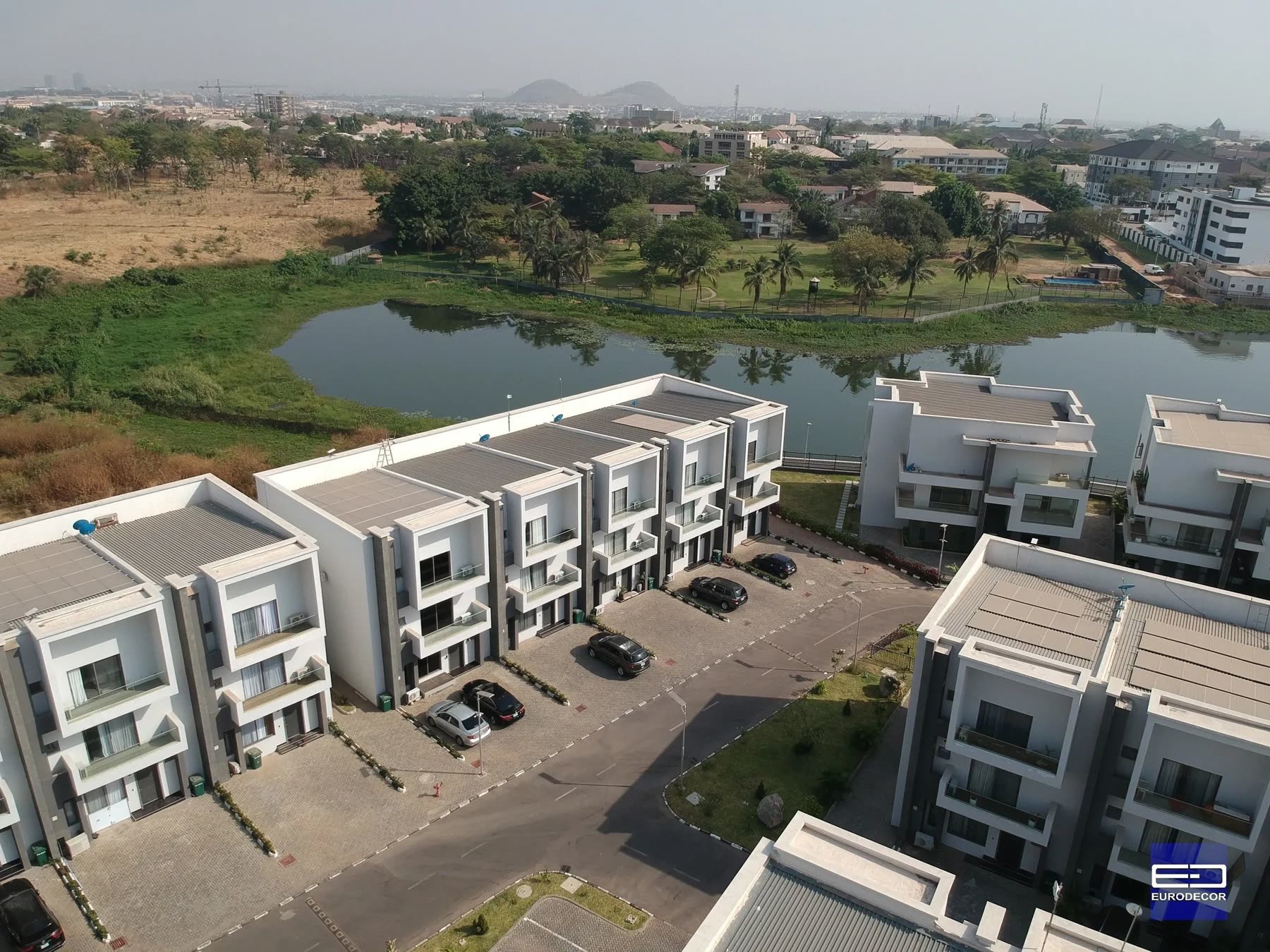 Seven Fifteen Jabi Lake terraces by the lake, from the air